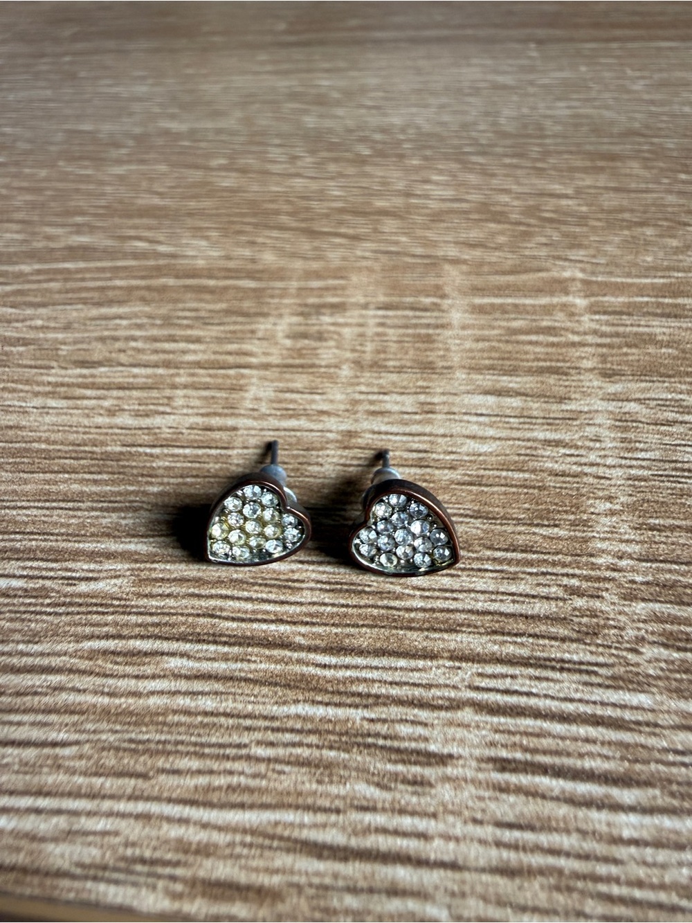 Heart Crystal Stud Earrings - Clear Rhinestone Hearts